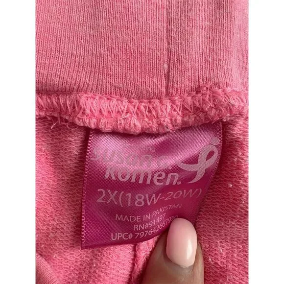2XL Pink Hoodie & Pants Set "Fearless" Susan G  Komen breast cancer awareness - Picture 7 of 7